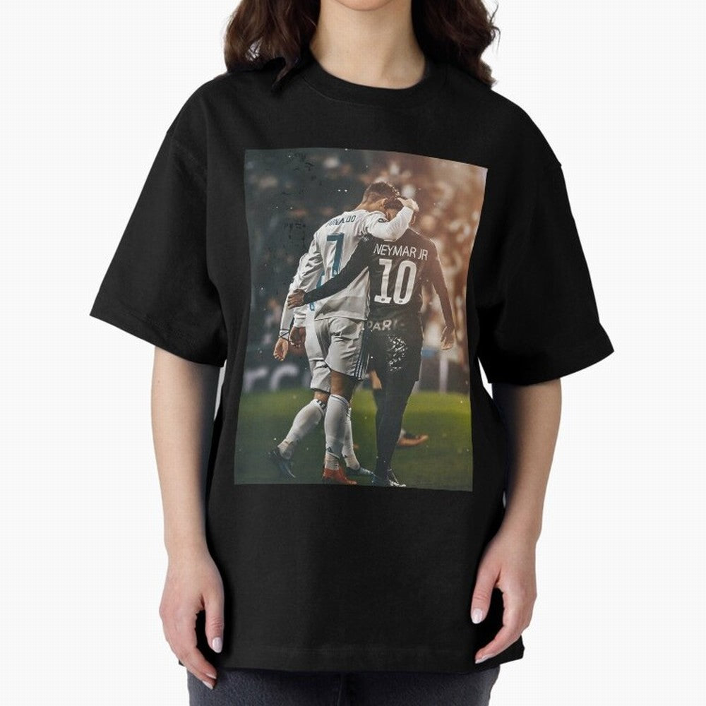 Neymar and Ronaldo Poster	 Oversized T-Shirt Feel the Trophy Chase of the FIFA World Cup 2026 Journey through Haaland Highlights, Brazil Pride, Football Passion, Legendary Performances, Festival Vibes and Supporter Community; Ideal for Football