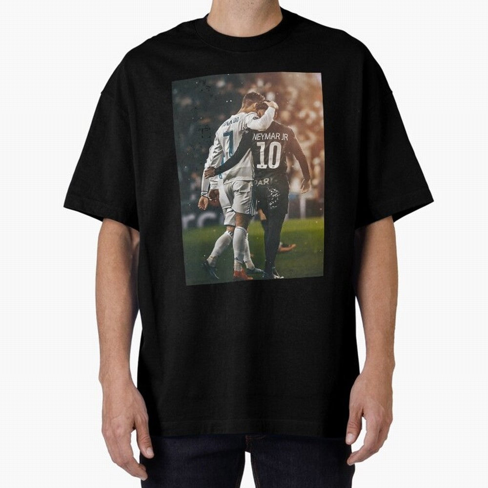 Neymar and Ronaldo Poster	 Oversized T-Shirt Feel the Trophy Chase of the FIFA World Cup 2026 Journey through Haaland Highlights, Brazil Pride, Football Passion, Legendary Performances, Festival Vibes and Supporter Community; Ideal for Football