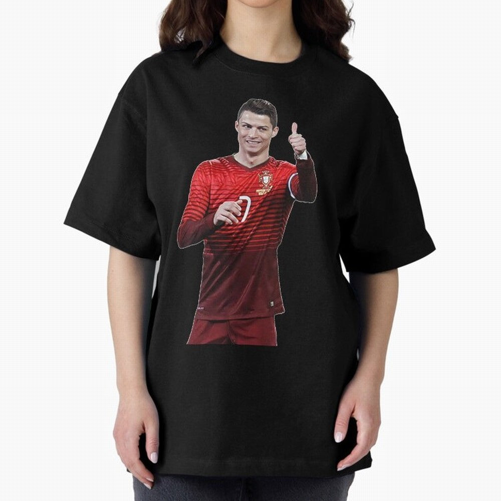 Ronaldo Thumbs Up Oversized T-Shirt Celebrate Fan Culture around Match Day Hype around FIFA World Cup 2026, Neymar, Argentina and Brazil, Worldwide Fan Energy, Dramatic Goals, Stadium Lights and Championship Celebrations; Great for Supporters Who