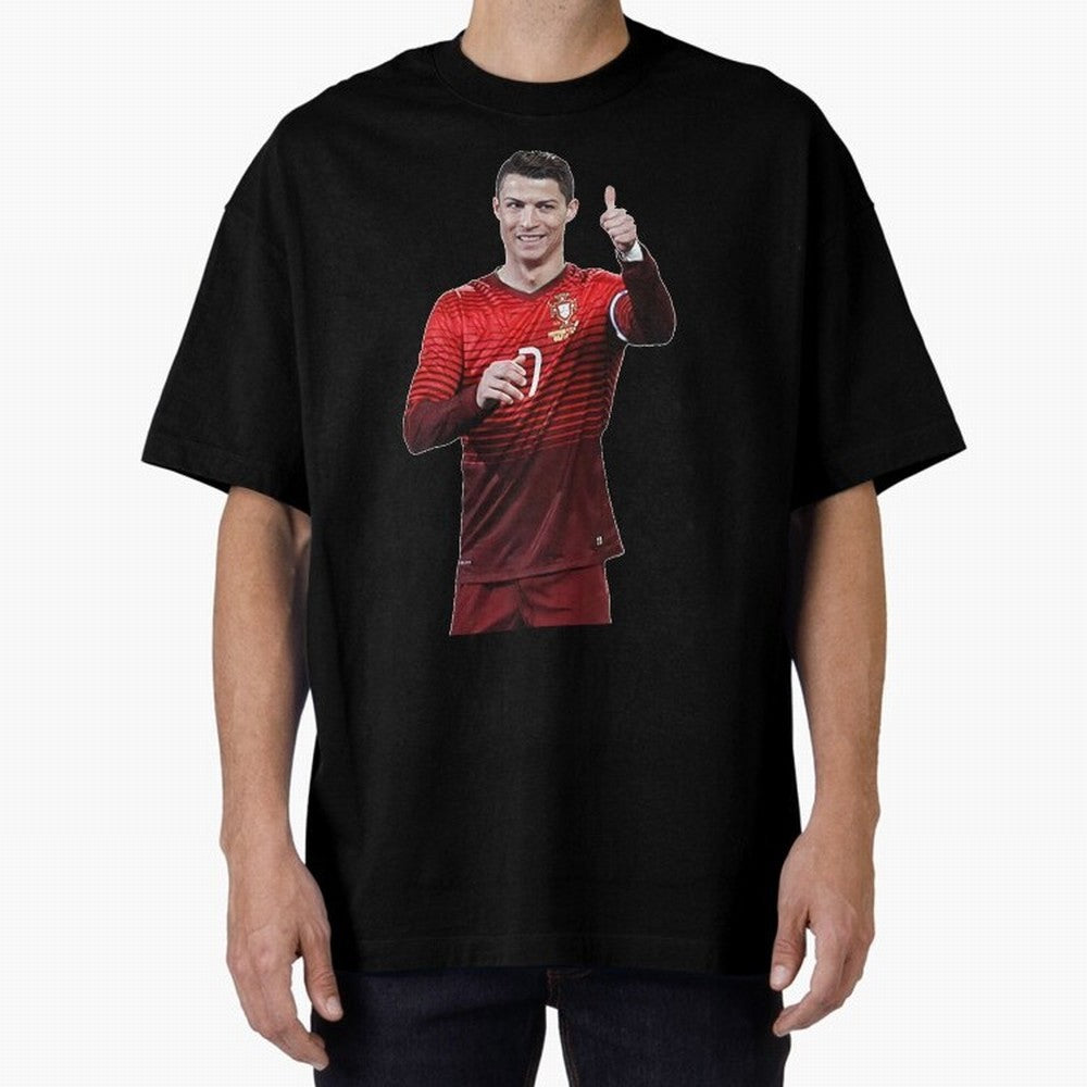 Ronaldo Thumbs Up Oversized T-Shirt Celebrate Fan Culture around Match Day Hype around FIFA World Cup 2026, Neymar, Argentina and Brazil, Worldwide Fan Energy, Dramatic Goals, Stadium Lights and Championship Celebrations; Great for Supporters Who