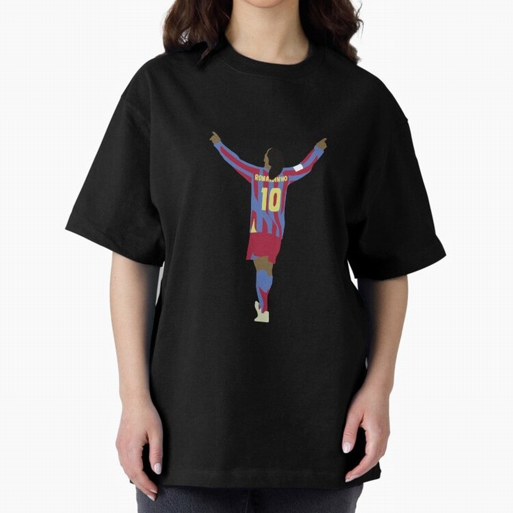 Ronaldinho FC Barcelona Oversized T-Shirt Make Game Day About Global Football Passion for FIFA World Cup 2026 USA Canada Mexico, Celebrating Neymar, England, France and Netherlands, Champion Mindset, Group Stage Buzz, Knockout Tension and