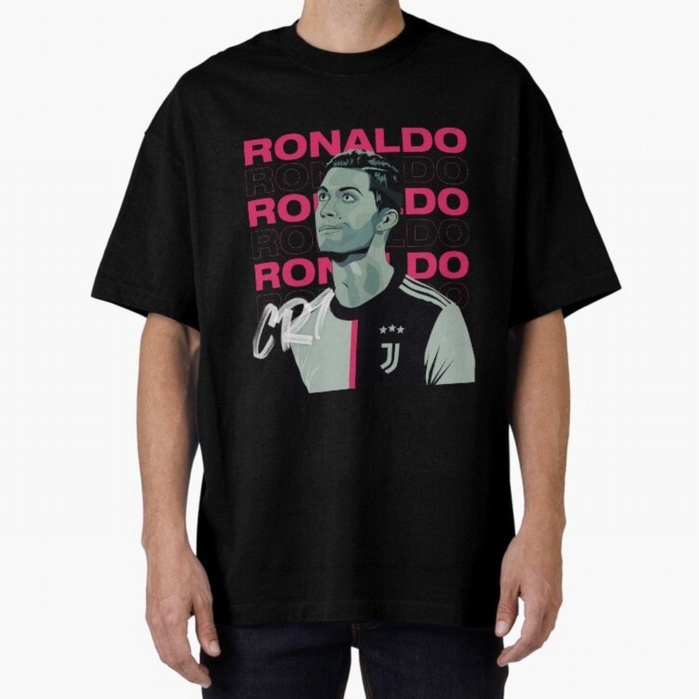 Ronaldo Oversized T-Shirt Capture FIFA World Cup 2026 USA Canada Mexico Highlighting Haaland and Mbappe, Portugal Energy, Supporter Pride, Iconic Celebrations, Legendary Names and Global Match Day Energy; Great for Supporters Who Love Legendary