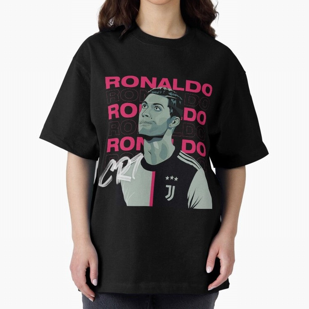 Ronaldo Oversized T-Shirt Capture FIFA World Cup 2026 USA Canada Mexico Highlighting Haaland and Mbappe, Portugal Energy, Supporter Pride, Iconic Celebrations, Legendary Names and Global Match Day Energy; Great for Supporters Who Love Legendary