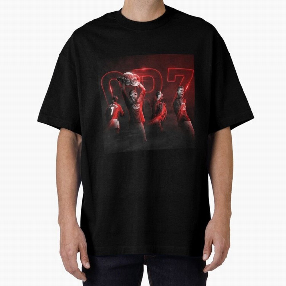 Cristiano Ronaldo in Manchester United Oversized T-Shirt Make Game Day About Global Football Passion for FIFA World Cup 2026, Centered on Messi, CR7 and Mbappe, Argentina, France and Brazil, Championship Spirit, Famous Goals, Roaring Crowds and