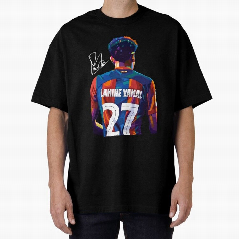 Lamine Yamal Football Player Wpap Art Oversized T-Shirt Join FIFA World Cup 2026 Group Stage Filled with Neymar, Brazil, Portugal and Argentina Energy, Retro Football Energy, Iconic Rivalries, Trophy Chase Drama and Stadium Atmosphere; Created for