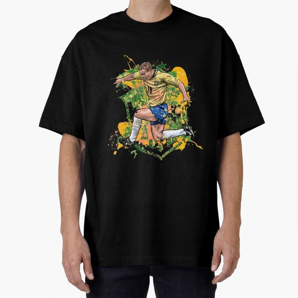 Ronaldo Nazario de Lima - Fenomeno do Brasil Oversized T-Shirt Celebrate Golden Goal Energy in FIFA World Cup 2026 USA Canada Mexico for Fans of Messi, CR7 and Mbappe and Spain, Bringing Supporter Pride, Iconic Celebrations, Legendary Names and