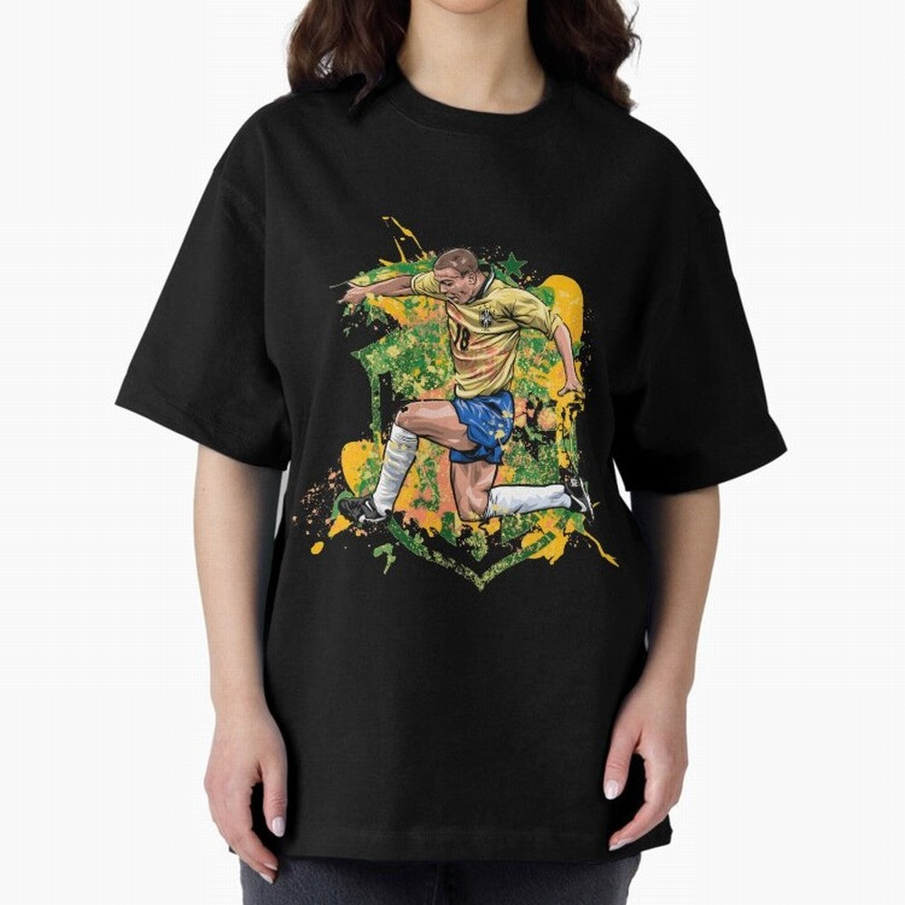 Ronaldo Nazario de Lima - Fenomeno do Brasil Oversized T-Shirt Celebrate Golden Goal Energy in FIFA World Cup 2026 USA Canada Mexico for Fans of Messi, CR7 and Mbappe and Spain, Bringing Supporter Pride, Iconic Celebrations, Legendary Names and