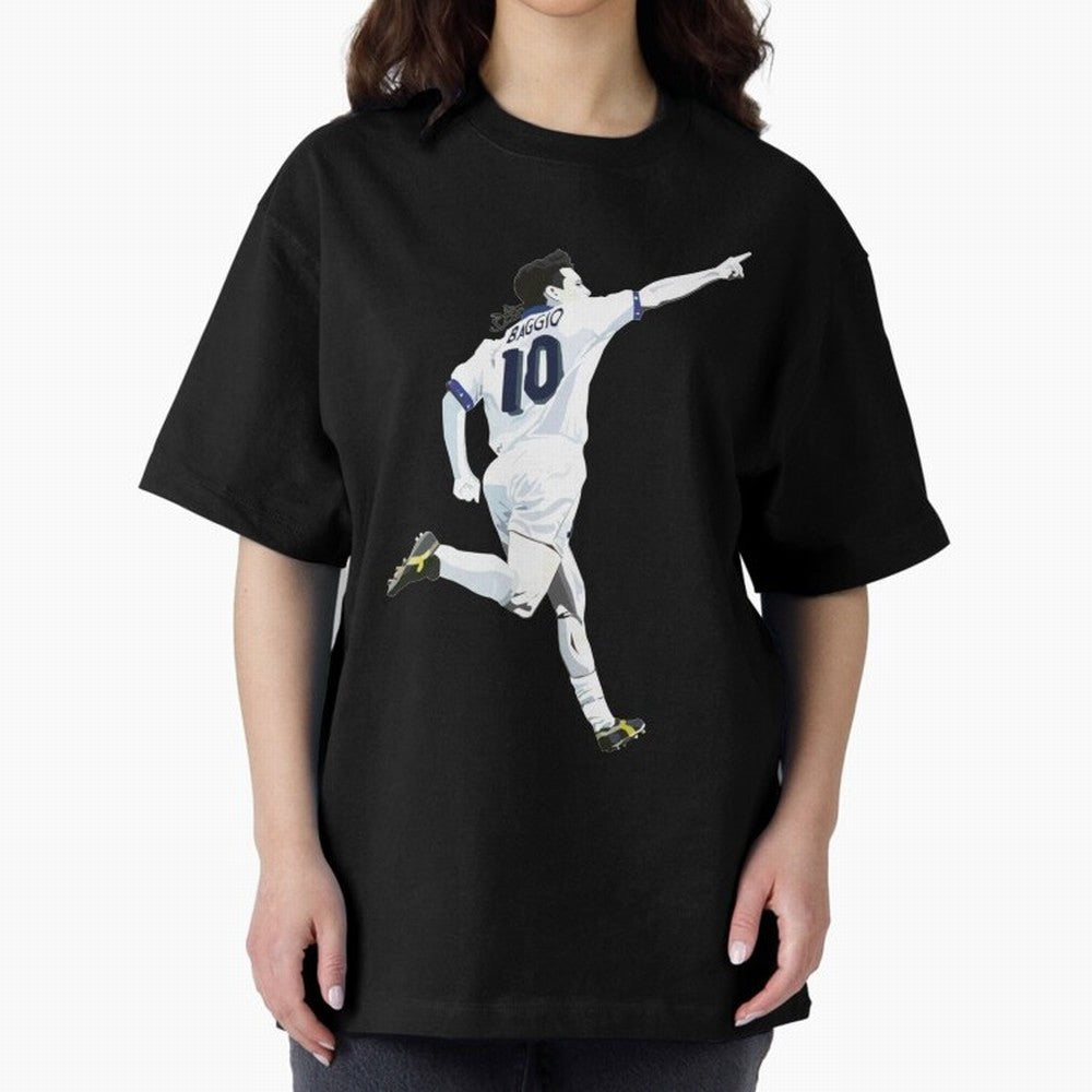 Roberto Baggio - Italy | Mbappe gift Oversized T-Shirt Remember the FIFA World Cup 2026 Journey through Messi, Neymar and Mbappe Highlights, Netherlands Pride, Retro Football Energy, Iconic Rivalries, Trophy Chase Drama and Stadium Atmosphere; Made