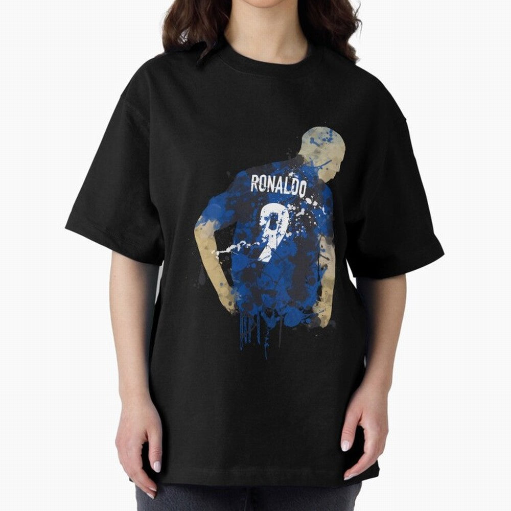 Ronaldo Number 9 Art Oversized T-Shirt Live the Energy of FIFA World Cup 2026 Group Stage Made for Haaland, Argentina and Brazil Energy, Stadium Memories, Football Loyalty, International Chants and Championship Tradition; Created for Match Day