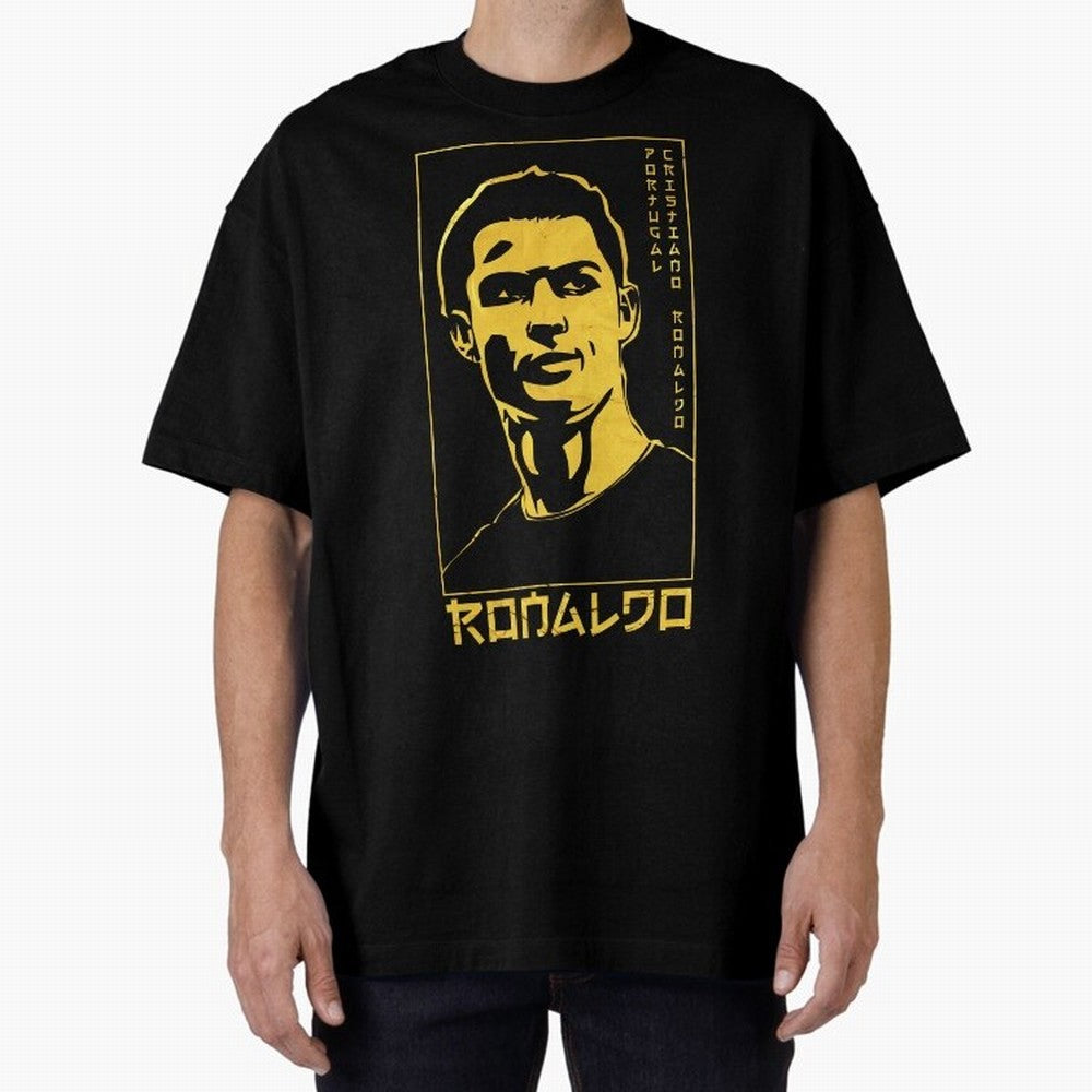Ronaldo Golden Style Portrait art illustration Oversized T-Shirt Feel Match Day Hype around FIFA World Cup 2026 Group Stage, Cristiano Ronaldo, England and Germany, Stadium Memories, Football Loyalty, International Chants and Championship