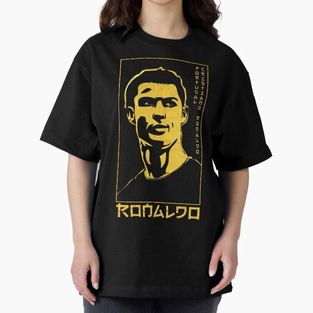 Ronaldo Golden Style Portrait art illustration Oversized T-Shirt Feel Match Day Hype around FIFA World Cup 2026 Group Stage, Cristiano Ronaldo, England and Germany, Stadium Memories, Football Loyalty, International Chants and Championship