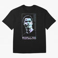 Ronaldo holographic Style Portrait art illustration Oversized T-Shirt Follow the Final Road of Global Football Passion for FIFA World Cup 2026, Capturing Cristiano Ronaldo, Haaland and CR7, Brazil, Match Day Excitement, Supporter Culture, Golden