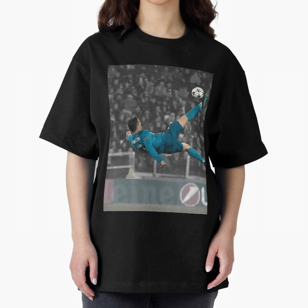 C Ronaldo Poster	 Oversized T-Shirt Represent the Passion of Match Day Hype around FIFA World Cup 2026 Group Stage, Mbappe and Neymar, Brazil, Portugal and Argentina, Classic Soccer Heritage, Championship Pressure, Fan Loyalty and International