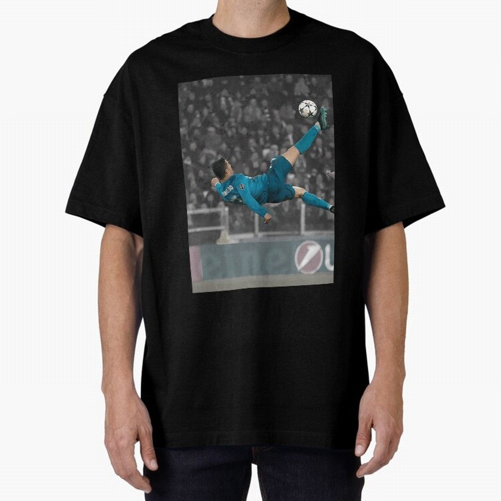 C Ronaldo Poster	 Oversized T-Shirt Represent the Passion of Match Day Hype around FIFA World Cup 2026 Group Stage, Mbappe and Neymar, Brazil, Portugal and Argentina, Classic Soccer Heritage, Championship Pressure, Fan Loyalty and International