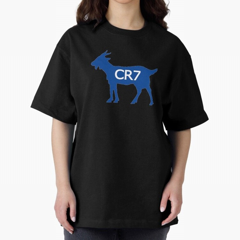 CR7 GOAT Blue Oversized T-Shirt Back the Journey through Match Day Hype around FIFA World Cup 2026 Group Stage, Haaland and Mbappe, Germany, Global Supporter Spirit, Legendary Goals, National Colors and Tournament Celebration; Perfect for People