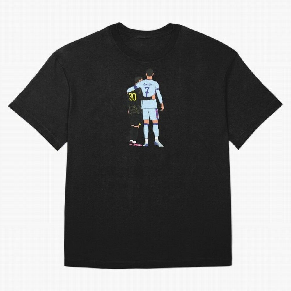 Messi and Ronaldo Reunion Illustration Oversized T-Shirt Mark Match Day Hype around FIFA World Cup 2026 Group Stage, Haaland, Spain, Stadium Memories, Football Loyalty, International Chants and Championship Tradition; Built for Supporters Chasing