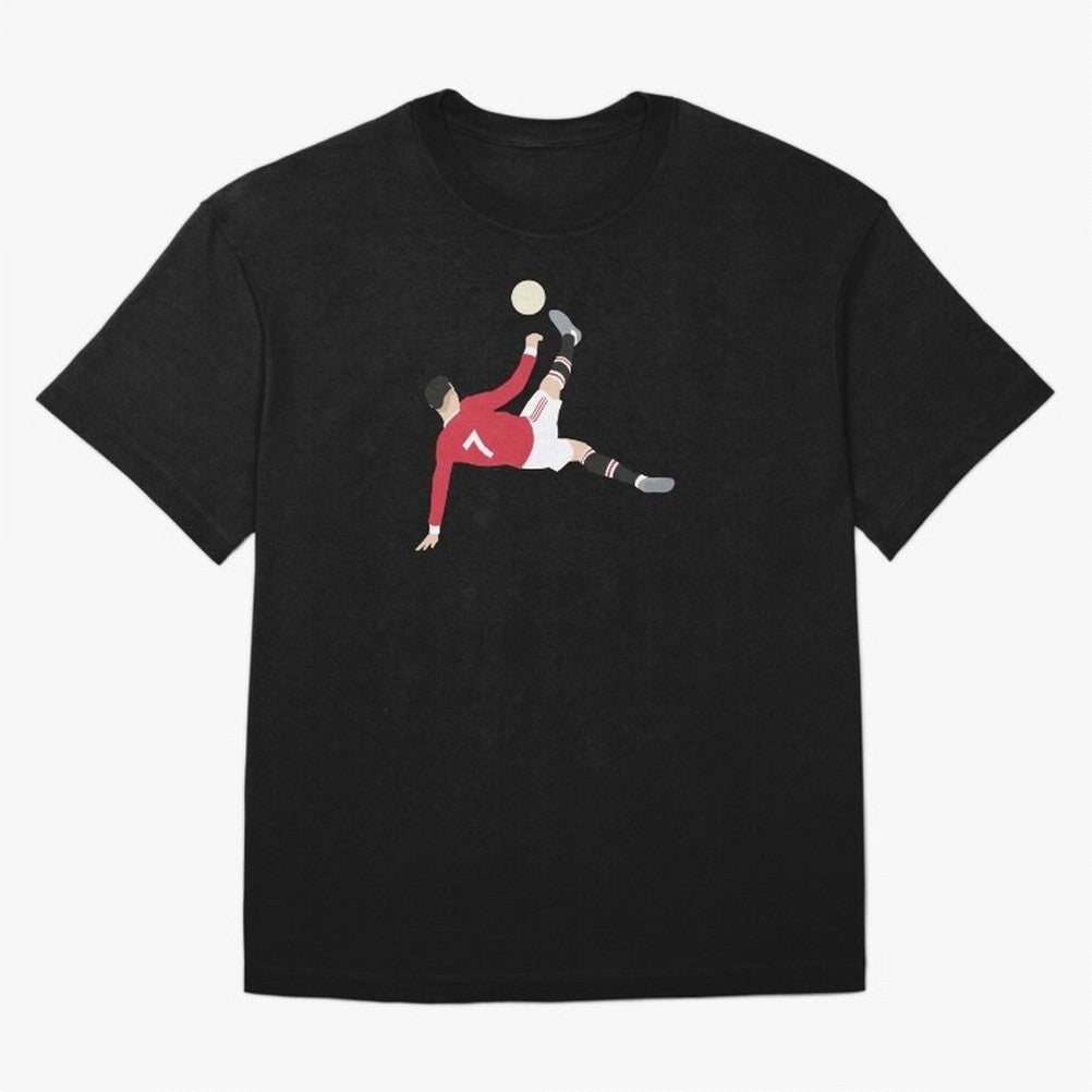 Cristiano Ronaldo Bicycle Kick MUFC Oversized T-Shirt Keep the Match Day Mood of FIFA World Cup 2026 Group Stage for Fans of Messi and France, Bringing Sports Nostalgia, International Competition, Famous Players and Unforgettable Victories; Created