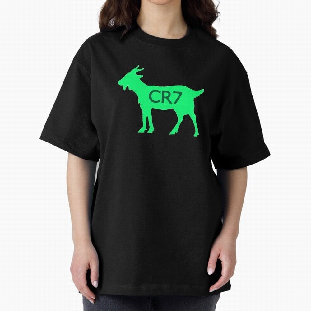 CR7 GOAT Saudi Arabia Green Oversized T-Shirt Treasure Match Day Hype around FIFA World Cup 2026 Group Stage, Cristiano Ronaldo, Spain and Netherlands, Sports Nostalgia, International Competition, Famous Players and Unforgettable Victories; Ideal