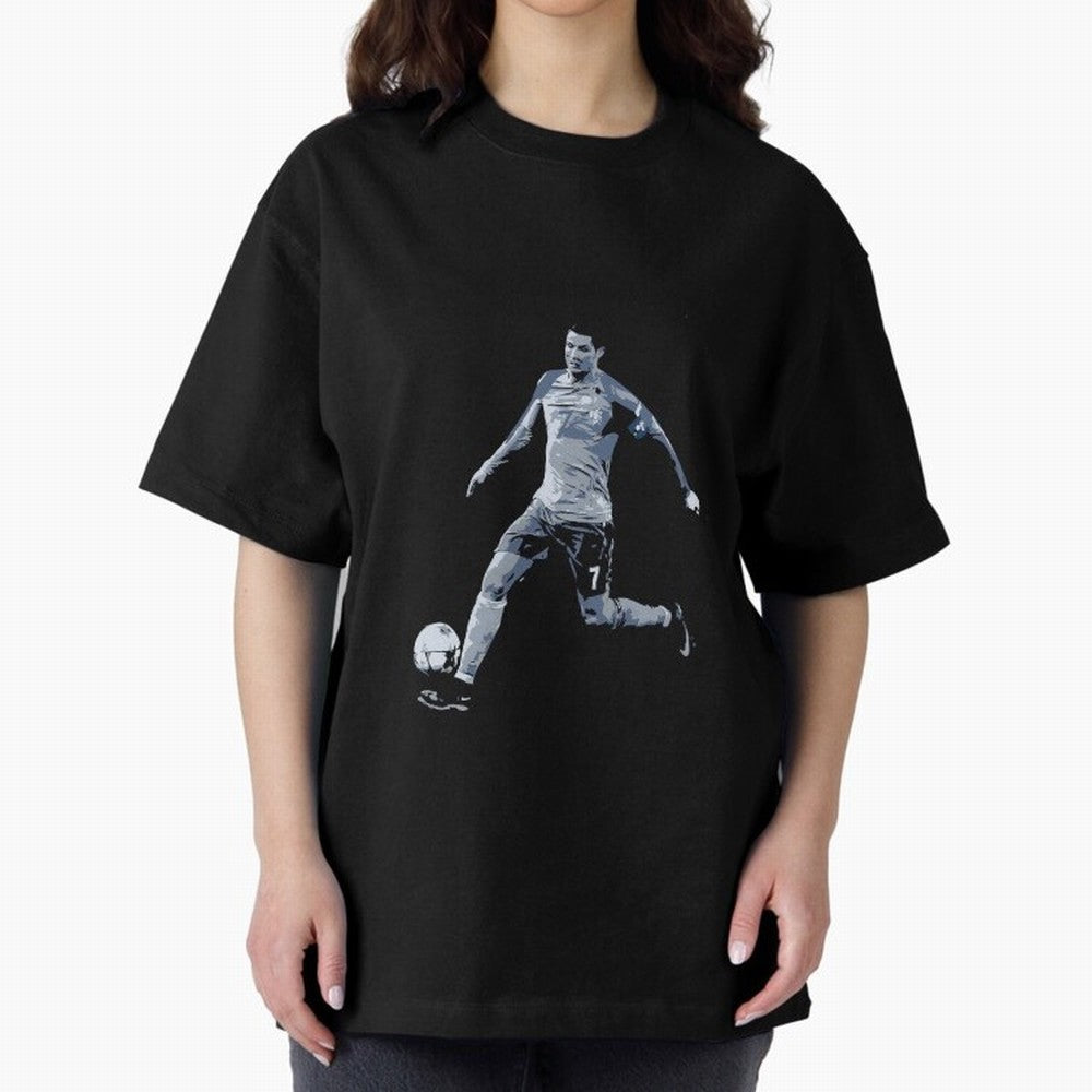 Soccer Football Art, Cristiano Ronaldo Oversized T-Shirt Bring a Vintage Feel to Match Day Hype around FIFA World Cup 2026 Group Stage, Haaland, England, Stadium Chants, National Pride, Trophy Dreams and Unforgettable Football Memories; Ideal for