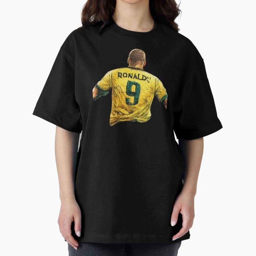 Brazilian Football Legend No.9 Vintage Streetwear Design Oversized T-Shirt Share FIFA World Cup 2026 Spirit, Filled with Argentina, France and Brazil, Cristiano Ronaldo, Classic Soccer Heritage, Championship Pressure, Fan Loyalty and International