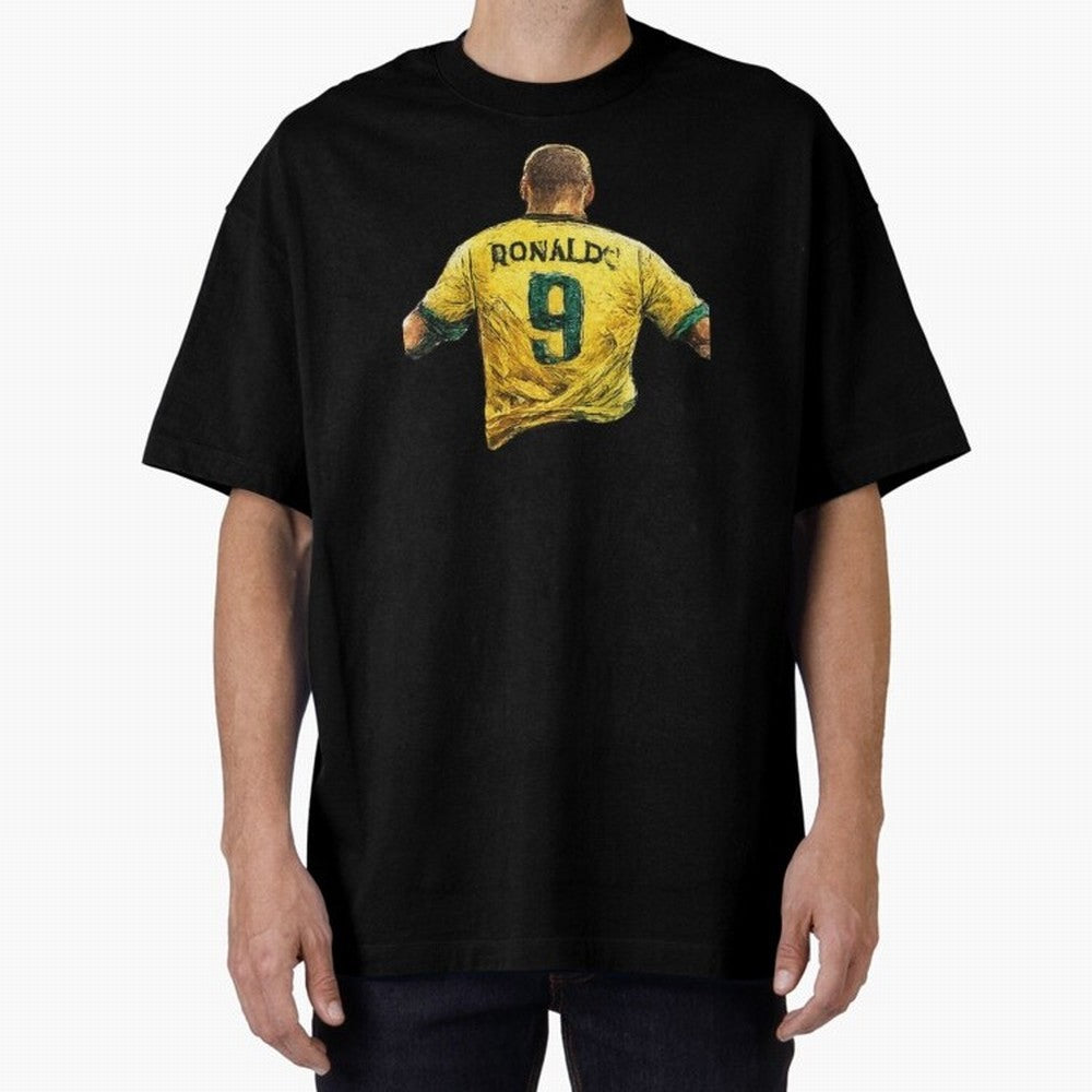 Brazilian Football Legend No.9 Vintage Streetwear Design Oversized T-Shirt Share FIFA World Cup 2026 Spirit, Filled with Argentina, France and Brazil, Cristiano Ronaldo, Classic Soccer Heritage, Championship Pressure, Fan Loyalty and International