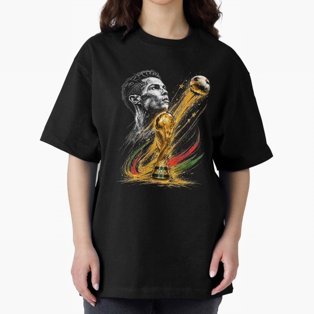 Ronaldo with World Cup Oversized T-Shirt Back Your Heroes with Match Day Hype around FIFA World Cup 2026, Messi, Neymar and Mbappe, Brazil, Portugal and Argentina, Football History, Final Match Energy, Crowd Noise and Once in a Lifetime Moments;