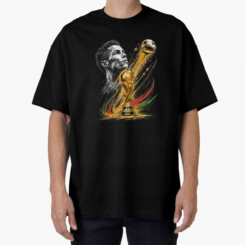 Ronaldo with World Cup Oversized T-Shirt Back Your Heroes with Match Day Hype around FIFA World Cup 2026, Messi, Neymar and Mbappe, Brazil, Portugal and Argentina, Football History, Final Match Energy, Crowd Noise and Once in a Lifetime Moments;
