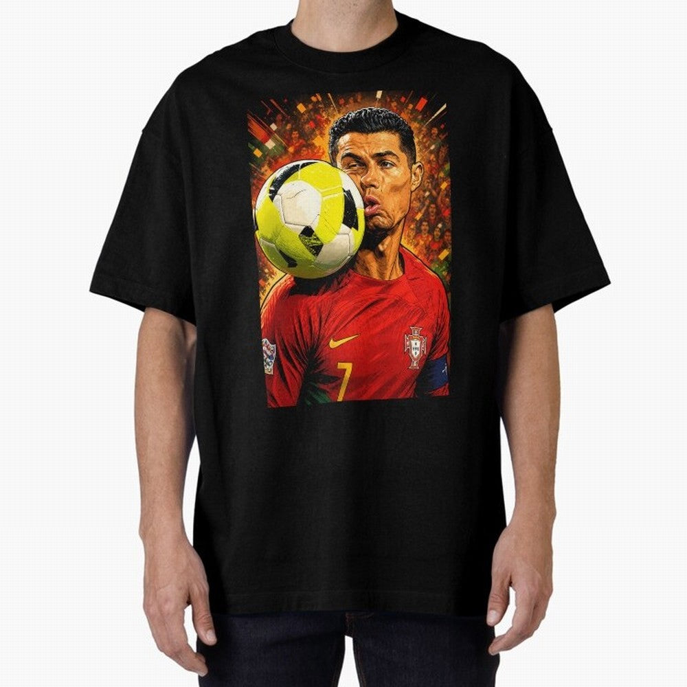 Legendary shot Oversized T-Shirt Make Your Look Match Global Football Passion for FIFA World Cup 2026 USA Canada Mexico, Centered on Messi, Neymar and Mbappe, Argentina and Brazil, Retro Football Energy, Iconic Rivalries, Trophy Chase Drama and