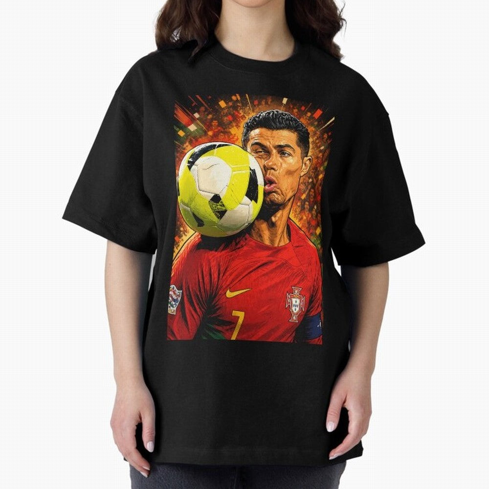 Legendary shot Oversized T-Shirt Make Your Look Match Global Football Passion for FIFA World Cup 2026 USA Canada Mexico, Centered on Messi, Neymar and Mbappe, Argentina and Brazil, Retro Football Energy, Iconic Rivalries, Trophy Chase Drama and