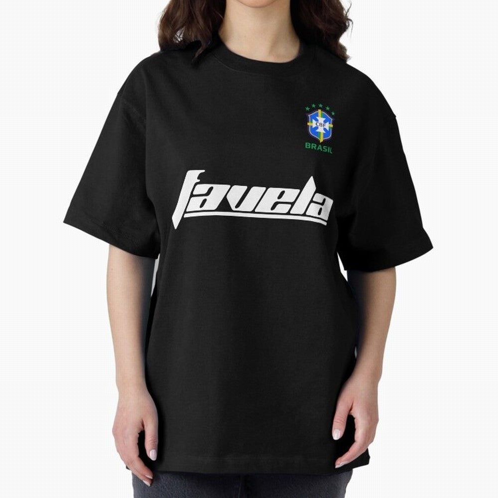 Brasil CBF WorldCup Favela Oversized T-Shirt Fuel the Hype around FIFA World Cup 2026 for Fans of CR7 and Portugal, Spain and Germany, Bringing Match Day Excitement, Supporter Culture, Golden Goals and Global Football Passion; Ideal for Passionate