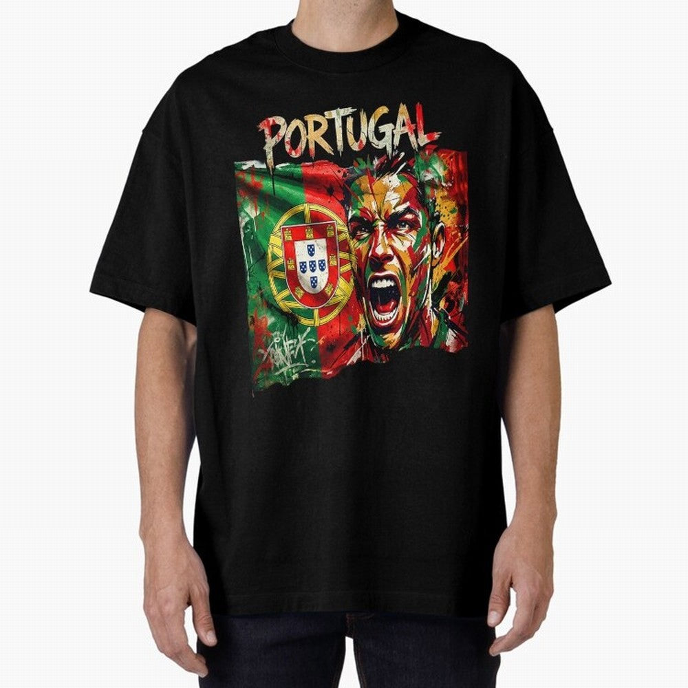 PORTUGAL FOOTBALL TEAM Oversized T-Shirt Join the Countdown to Global Football Passion for FIFA World Cup 2026 Group Stage, with Messi and Cristiano Ronaldo, England, Stadium Chants, National Pride, Trophy Dreams and Unforgettable Football