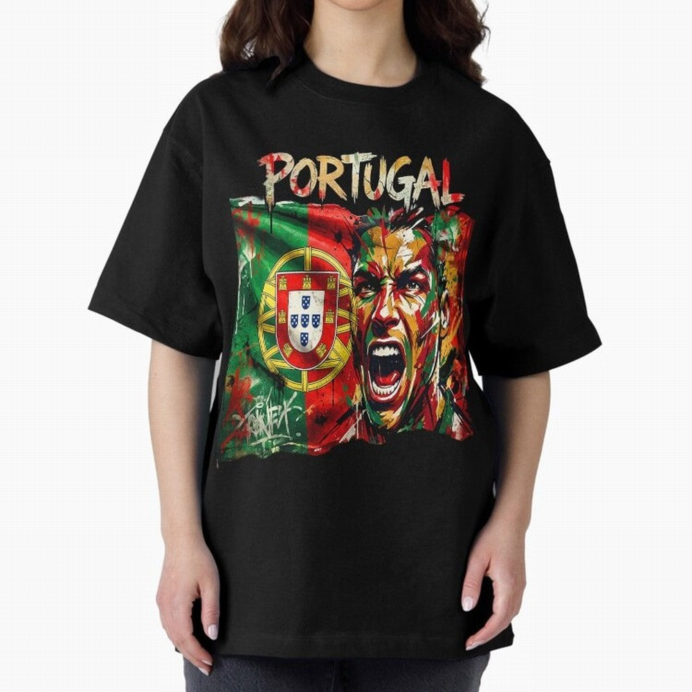 PORTUGAL FOOTBALL TEAM Oversized T-Shirt Join the Countdown to Global Football Passion for FIFA World Cup 2026 Group Stage, with Messi and Cristiano Ronaldo, England, Stadium Chants, National Pride, Trophy Dreams and Unforgettable Football