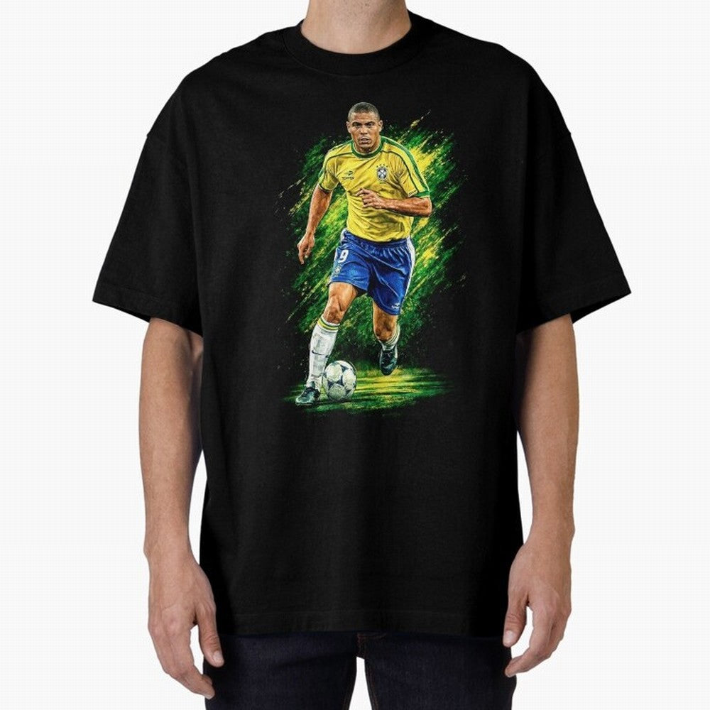 R9 Ronaldo Football Legend Oversized T-Shirt Show Championship Spirit for FIFA World Cup 2026 for Fans of Messi, CR7 and Mbappe and Brazil, Bringing Sports Nostalgia, International Competition, Famous Players and Unforgettable Victories; Perfect