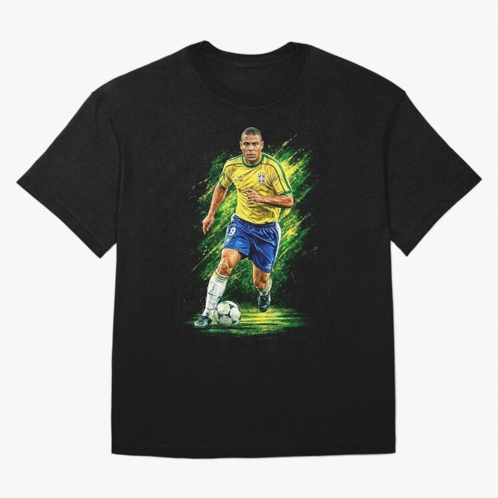 R9 Ronaldo Football Legend Oversized T-Shirt Show Championship Spirit for FIFA World Cup 2026 for Fans of Messi, CR7 and Mbappe and Brazil, Bringing Sports Nostalgia, International Competition, Famous Players and Unforgettable Victories; Perfect
