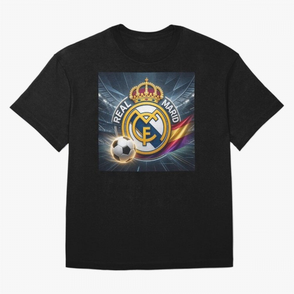Real Madrid's ball Oversized T-Shirt Step into FIFA World Cup 2026 Group Stage Spirit, Filled with Argentina, Haaland and Mbappe, Worldwide Fan Energy, Dramatic Goals, Stadium Lights and Championship Celebrations; Great for Watch Parties, Sports