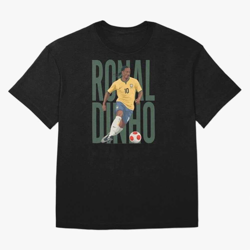 Ronaldinho Gaucho in action Minimalist Graphic Oversized T-Shirt Carry the Colors and Pride of Match Day Hype around FIFA World Cup 2026, Messi and Cristiano Ronaldo, England, Match Day Excitement, Supporter Culture, Golden Goals and Global