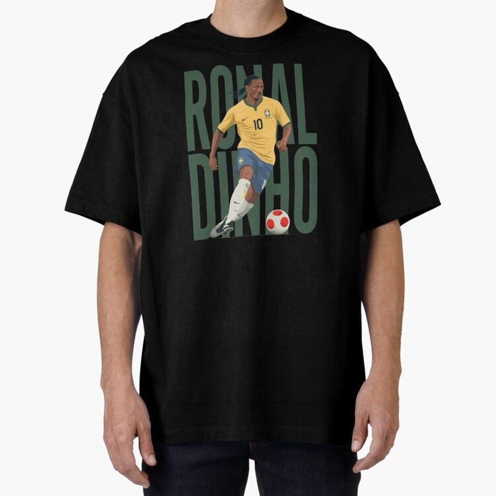 Ronaldinho Gaucho in action Minimalist Graphic Oversized T-Shirt Carry the Colors and Pride of Match Day Hype around FIFA World Cup 2026, Messi and Cristiano Ronaldo, England, Match Day Excitement, Supporter Culture, Golden Goals and Global