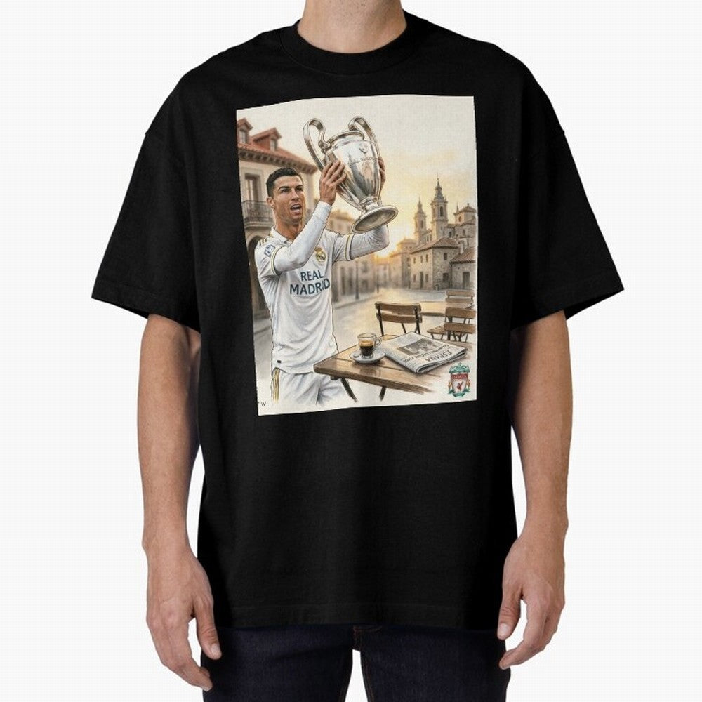 Madrid Oversized T-Shirt Follow the Final Road of Match Day Hype around FIFA World Cup 2026 USA Canada Mexico, Cristiano Ronaldo, Netherlands, Classic Soccer Heritage, Championship Pressure, Fan Loyalty and International Pride; Perfect for People