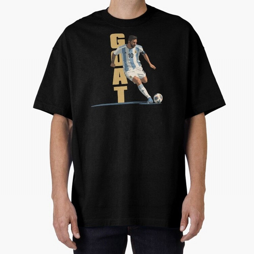 Messi in action GOAT Minimalist Graphic Oversized T-Shirt Enjoy the Biggest Football Party of the FIFA World Cup 2026 USA Canada Mexico Journey through Messi, Neymar and Mbappe Highlights, Portugal, Spain and Germany Pride, Game Day Rituals,