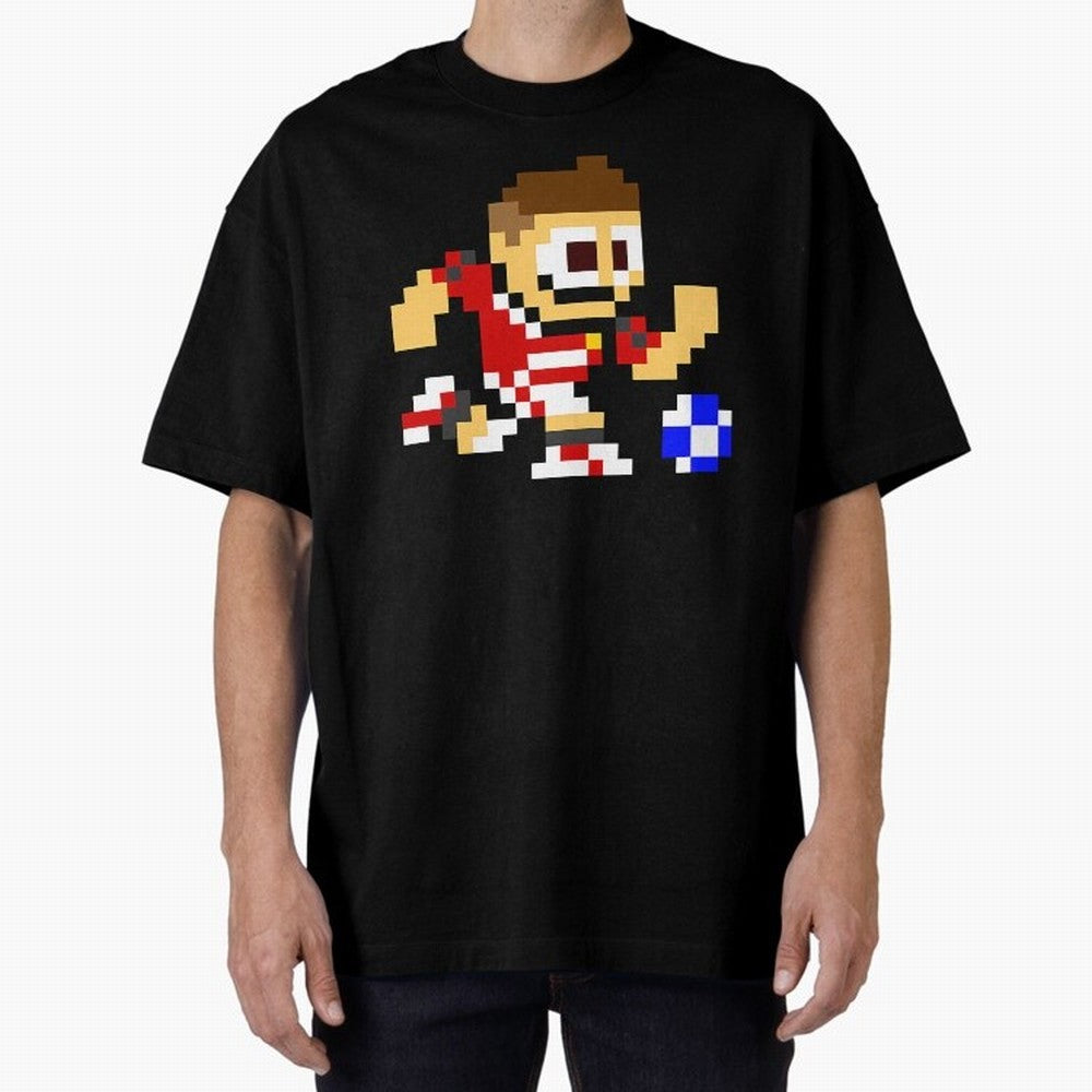 Ronaldo Manchester United (8-bit Football / Soccer Player) Oversized T-Shirt Honor Football Greatness during Match Day Hype around FIFA World Cup 2026 Group Stage, Mbappe and Neymar, France and Portugal, Global Supporter Spirit, Legendary Goals,