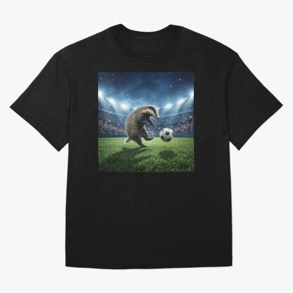 Dynamic Badger Plays Soccer Like Ronaldo Oversized T-Shirt Celebrate Every Goal in FIFA World Cup 2026 USA Canada Mexico Spirit, Featuring Spain and Netherlands, Mbappe and Neymar, Football History, Final Match Energy, Crowd Noise and Once in a