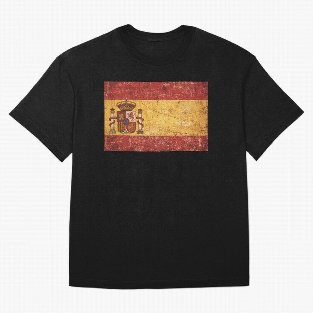 Vintage Distressed Spanish Flag Oversized T-Shirt Stand Out with Spirit from Match Day Hype around FIFA World Cup 2026, Mbappe and Neymar, Argentina and Brazil, Football Festival Excitement, Trophy Ambitions, Country Rivalries and Star Player Buzz;