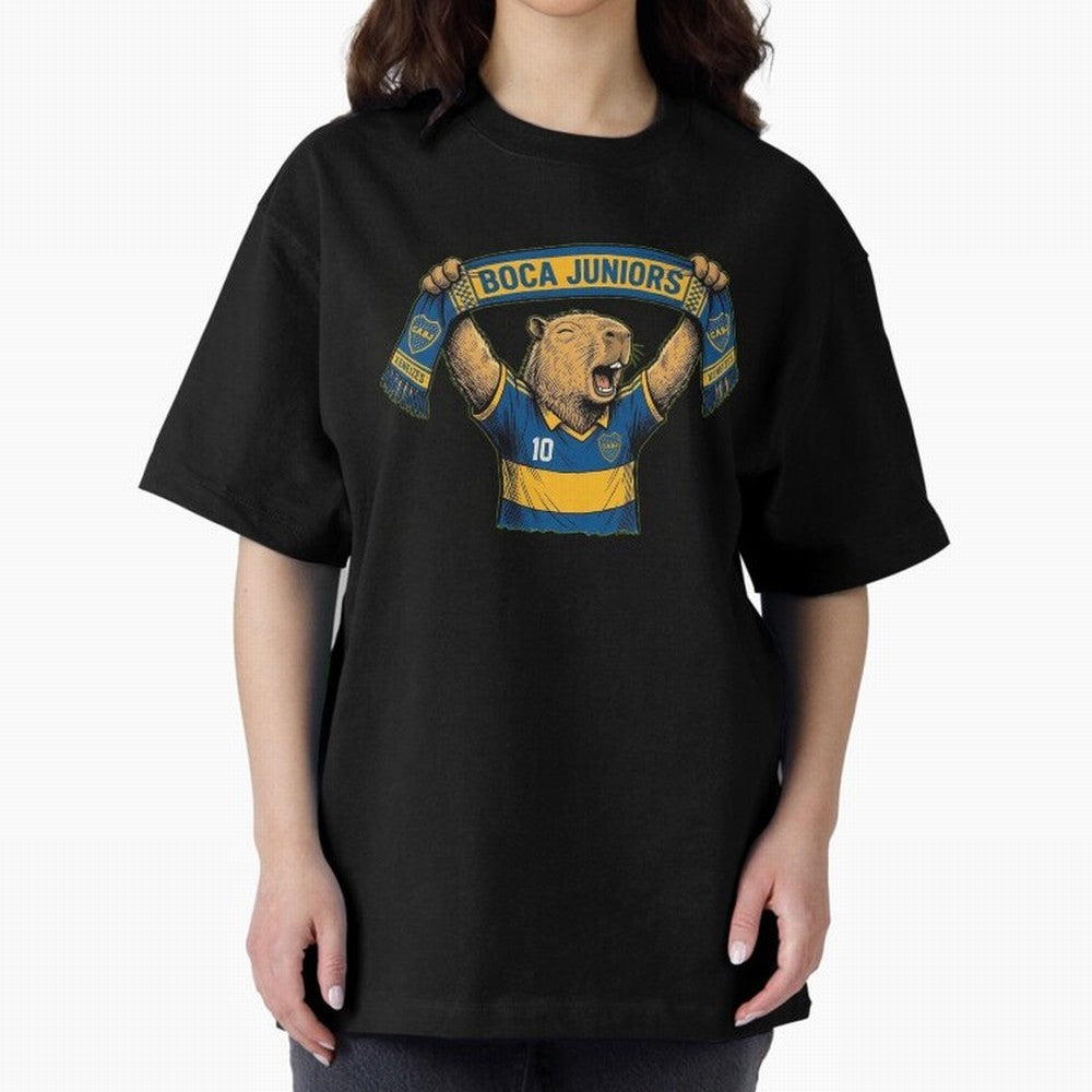 Capybara Boca Juniors Fan ¨C Funny Soccer Sticker Oversized T-Shirt Carry National Pride through FIFA World Cup 2026 USA Canada Mexico Celebrating Neymar, Haaland and Cristiano Ronaldo, England, France and Netherlands Energy, Fan Favorite Moments,