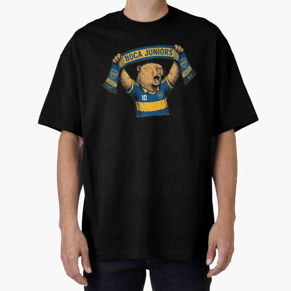 Capybara Boca Juniors Fan ¨C Funny Soccer Sticker Oversized T-Shirt Carry National Pride through FIFA World Cup 2026 USA Canada Mexico Celebrating Neymar, Haaland and Cristiano Ronaldo, England, France and Netherlands Energy, Fan Favorite Moments,