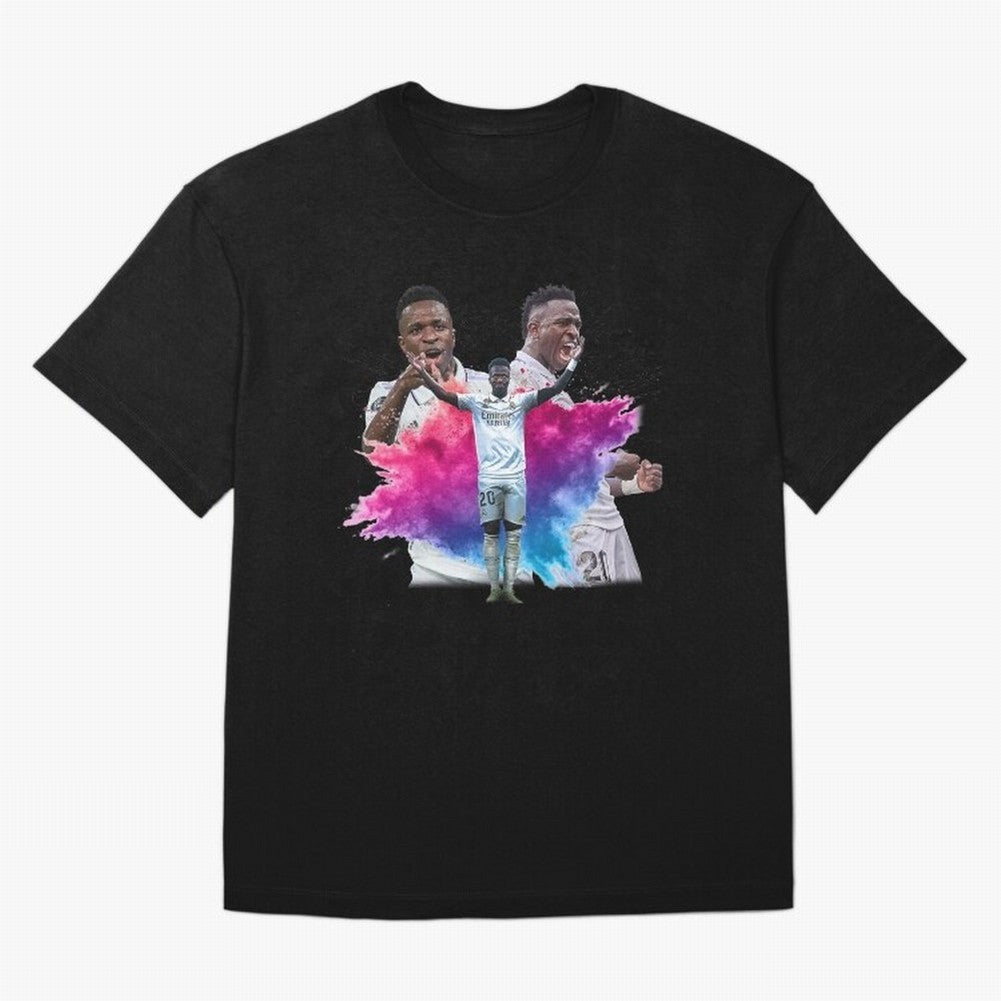 Fanart Vinicius Junior Merch Oversized T-Shirt Capture Stadium Memories from the FIFA World Cup 2026 Group Stage Journey through Messi and Cristiano Ronaldo Highlights, Spain Pride, Retro Football Energy, Iconic Rivalries, Trophy Chase Drama and