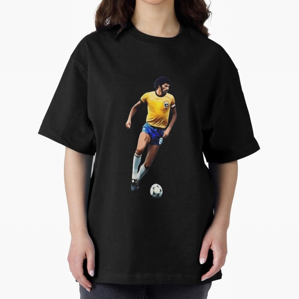 Legends Of The Beautiful Game Cartoon Collection Legends Socrates Cartoon Artwork9 Oversized T-Shirt Join the Countdown to FIFA World Cup 2026 Group Stage for Fans of Messi, Neymar and Mbappe and Brazil, Bringing Football History, Final Match