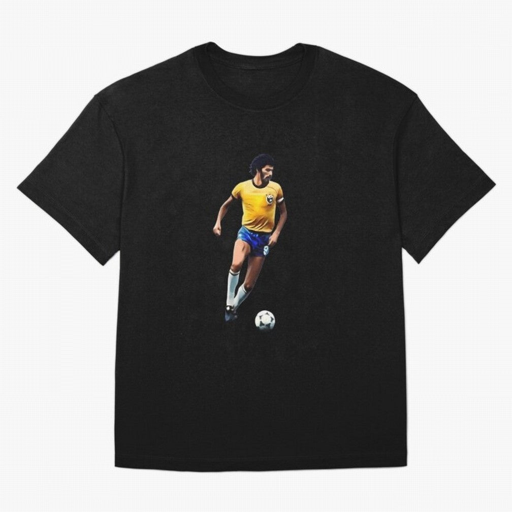 Legends Of The Beautiful Game Cartoon Collection Legends Socrates Cartoon Artwork9 Oversized T-Shirt Join the Countdown to FIFA World Cup 2026 Group Stage for Fans of Messi, Neymar and Mbappe and Brazil, Bringing Football History, Final Match