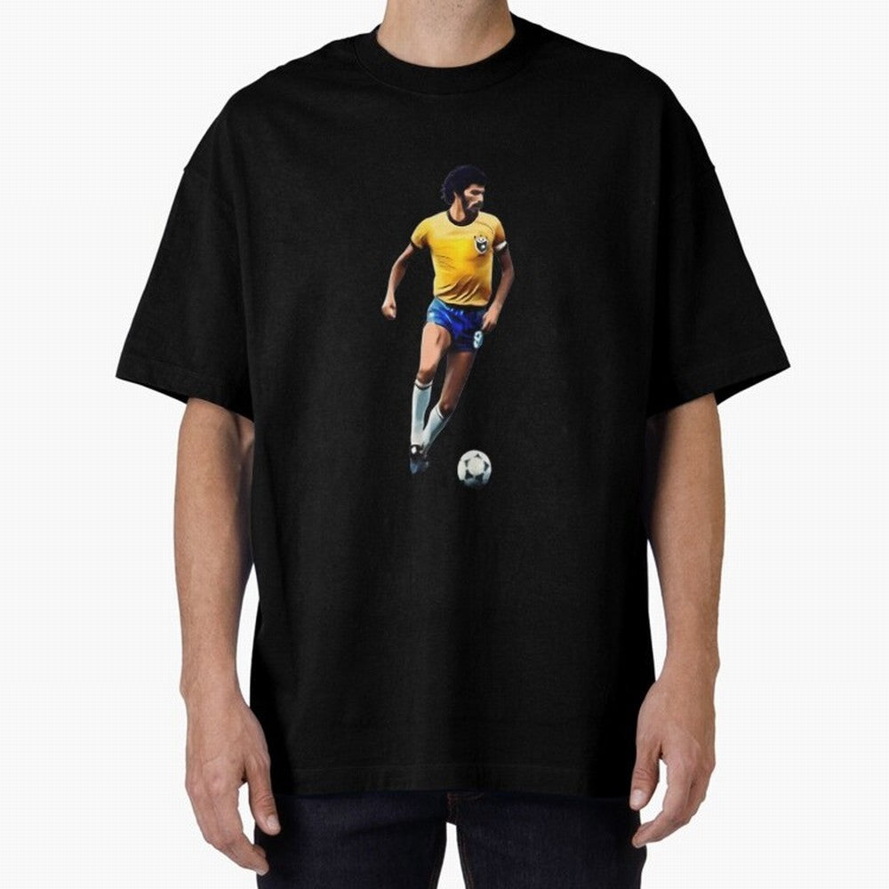 Legends Of The Beautiful Game Cartoon Collection Legends Socrates Cartoon Artwork9 Oversized T-Shirt Join the Countdown to FIFA World Cup 2026 Group Stage for Fans of Messi, Neymar and Mbappe and Brazil, Bringing Football History, Final Match