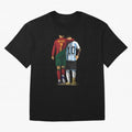 Messi Ronaldo Chit Chat Illustration Oversized T-Shirt Show Support during Match Day Hype around FIFA World Cup 2026 USA Canada Mexico, Cristiano Ronaldo, Haaland and CR7, Brazil, Portugal and Argentina, Championship Spirit, Famous Goals, Roaring