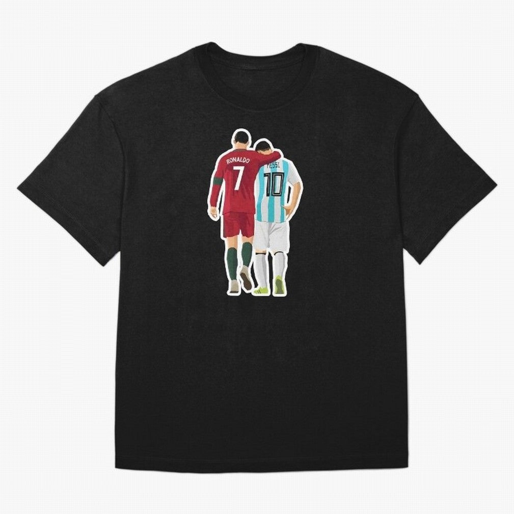 Ronaldo & Messi Oversized T-Shirt Carry National Pride through the FIFA World Cup 2026 Journey through Haaland Highlights, England Pride, Retro Football Energy, Iconic Rivalries, Trophy Chase Drama and Stadium Atmosphere; Perfect for Supporters Who